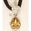 Кулон Xuping цвет Родий с кр-ми Swarovski на черной ленте Сердце с кристальной подвеской длина 31-36см фото №3