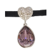 Кулон Xuping цвет Родий с кр-ми Swarovski на черной ленте Сердце с кристальной подвеской длина 30,5-36см фото №2