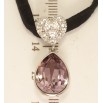 Кулон Xuping цвет Родий с кр-ми Swarovski на черной ленте Сердце с кристальной подвеской длина 30,5-36см фото №3