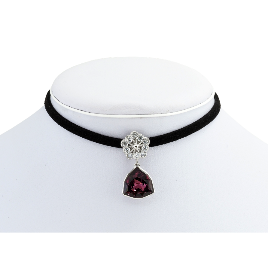 Кулон Xuping цвет Родий с кр-ми Swarovski на черной ленте Цветок с кристальной подвеской длина 31,5-36,5см фото №1 Кулон Xuping цвет Родий с кр-ми Swarovski на черной ленте Цветок с кристальной подвеской длина 31,5-36,5см фото №1
