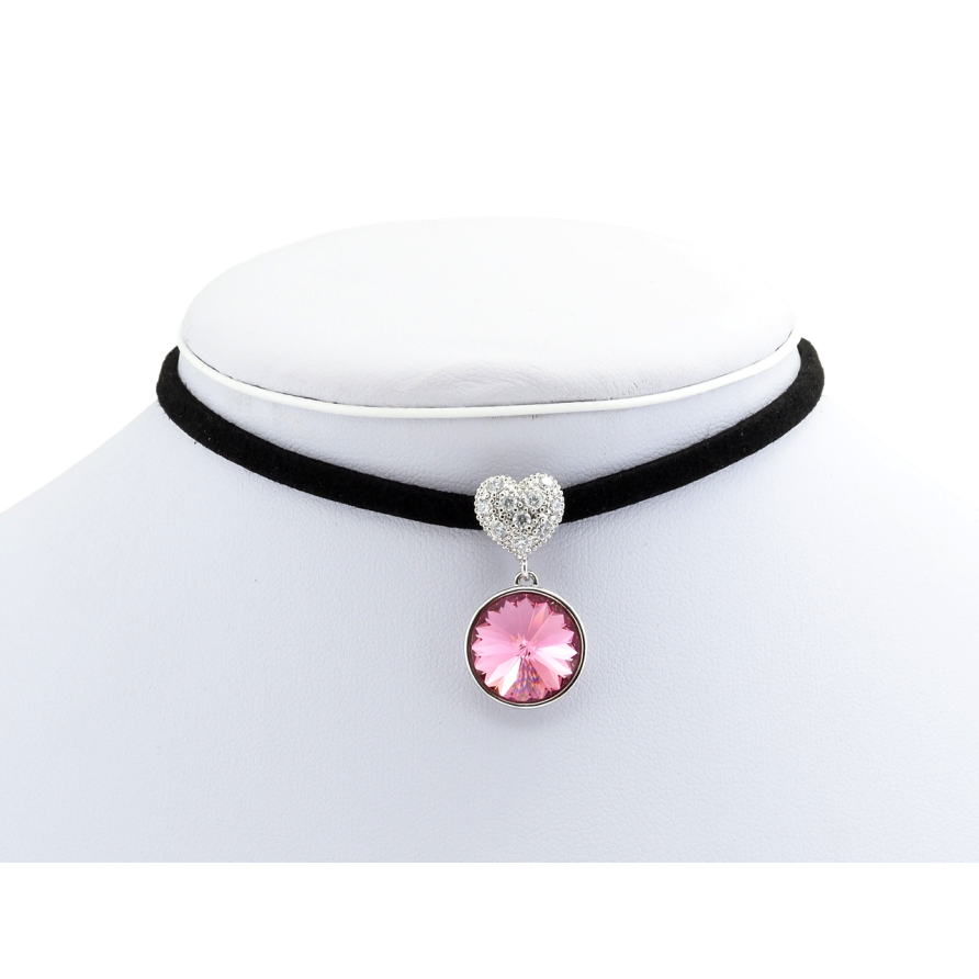 Кулон Xuping цвет Родий с кр-ми Swarovski на замшевой ленте Сердце с кристаллом Rose ø 14 мм дл. 31-37см х фото №1 Кулон Xuping цвет Родий с кр-ми Swarovski на замшевой ленте Сердце с кристаллом Rose ø 14 мм дл. 31-37см х фото №1