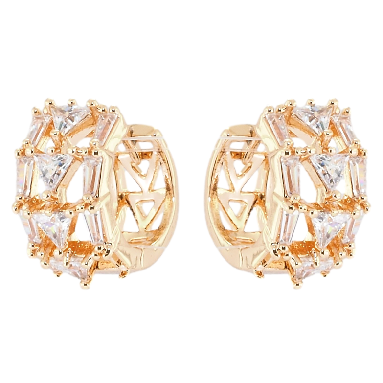 Сережки Xuping M&L Колір 18K колечка Орнамент з цирконієм фото №7 Сережки Xuping M&L Колір 18K колечка Орнамент з цирконієм фото №7