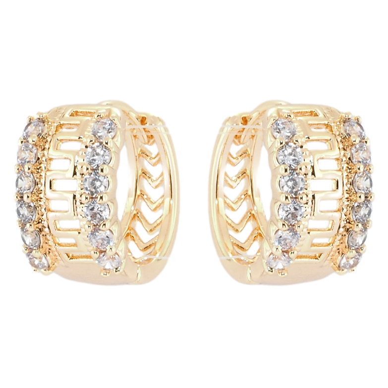 Сережки Xuping M&L Колір 18K колечка Різьблений орнамент з доріжками цирконію фото №3 Сережки Xuping M&L Колір 18K колечка Різьблений орнамент з доріжками цирконію фото №3