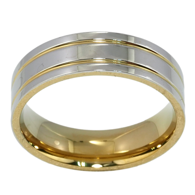 Каблучка Xuping TTM Stainless Steel Колір 14К + Родій Обручка, ш. 6мм фото №12 Каблучка Xuping TTM Stainless Steel Колір 14К + Родій Обручка, ш. 6мм фото №12