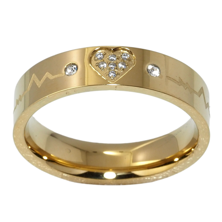 Кольцо Xuping TTM Stainless Steel Цвет 14К Сердце с кардиограммой, ш. 7мм фото №1 Кольцо Xuping TTM Stainless Steel Цвет 14К Сердце с кардиограммой, ш. 7мм фото №1