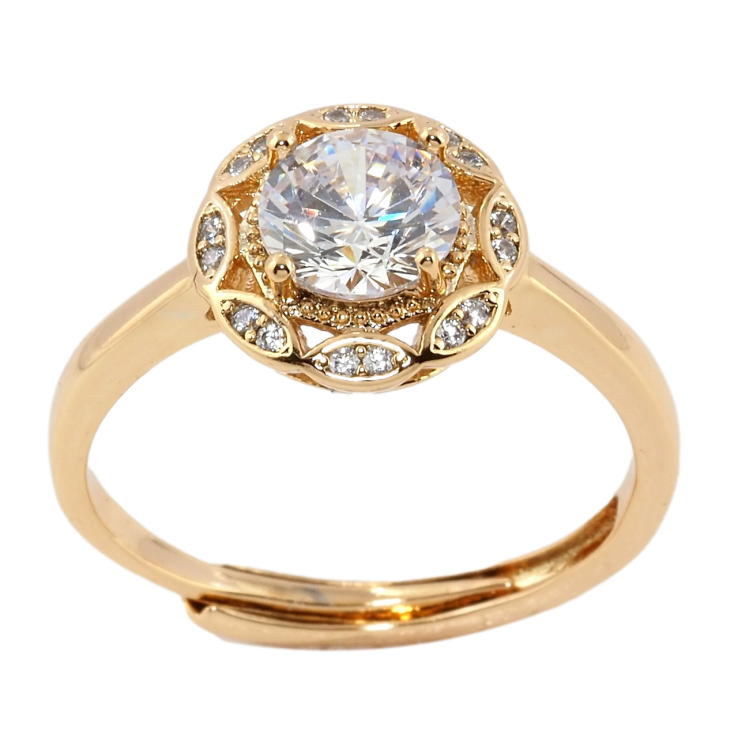 Кольцо Xuping Позолота 18K Фианит в декоративном обрамлении циркония фото №8 Кольцо Xuping Позолота 18K Фианит в декоративном обрамлении циркония фото №8