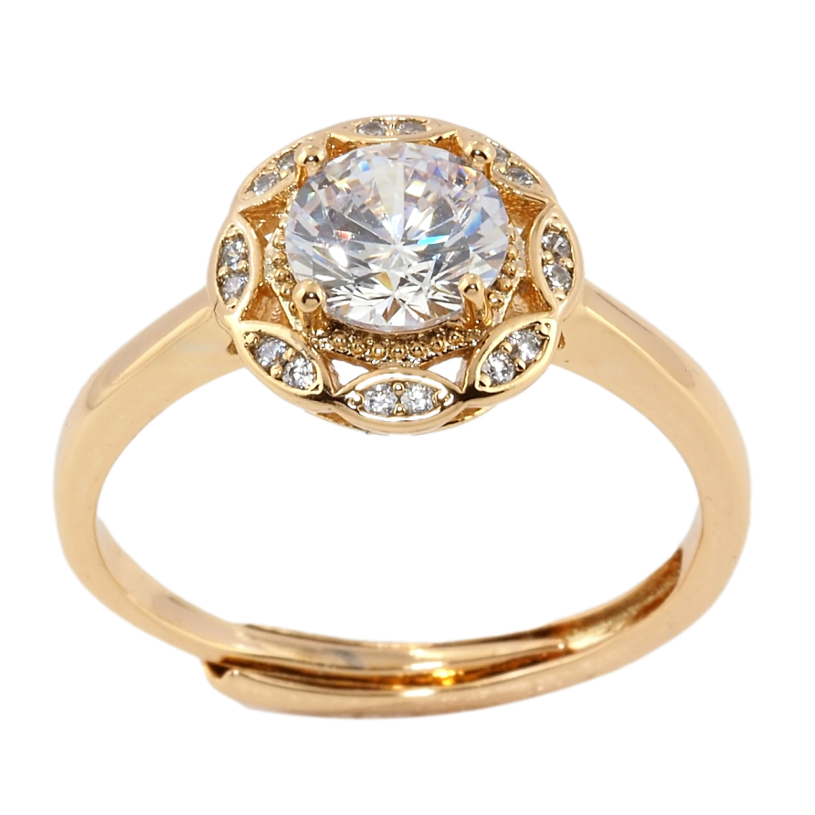 Кольцо Xuping Позолота 18K Фианит в декоративном обрамлении циркония фото №1