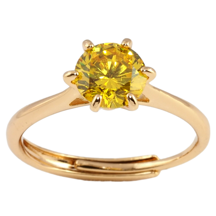 Кольцо Xuping Позолота 18K Желтый фианит, ø 7мм фото №2 Кольцо Xuping Позолота 18K Желтый фианит, ø 7мм фото №2
