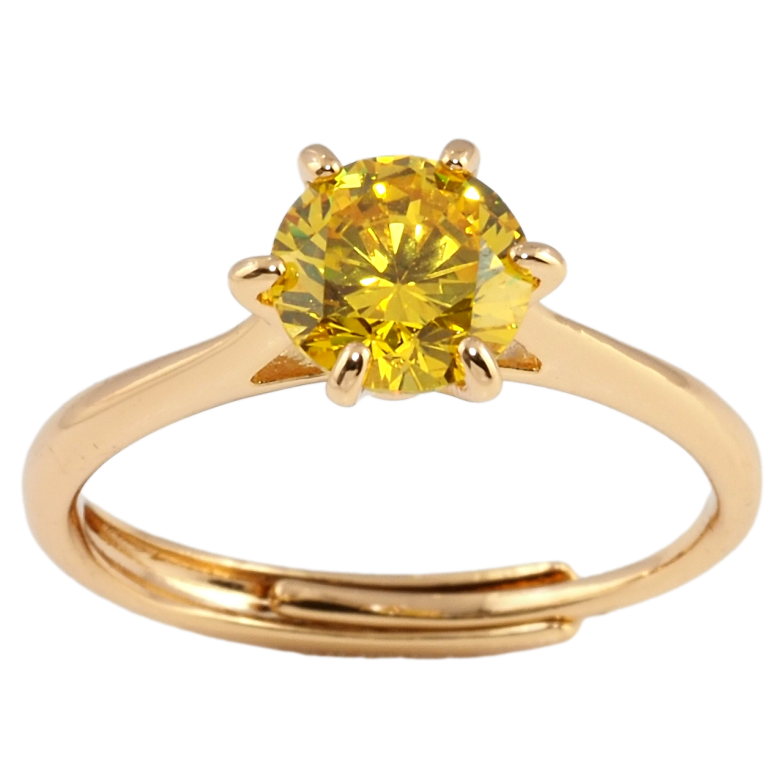 Каблучка Xuping Позолота 18K Жовтий фіаніт, ø 7мм фото №21 Каблучка Xuping Позолота 18K Жовтий фіаніт, ø 7мм фото №21