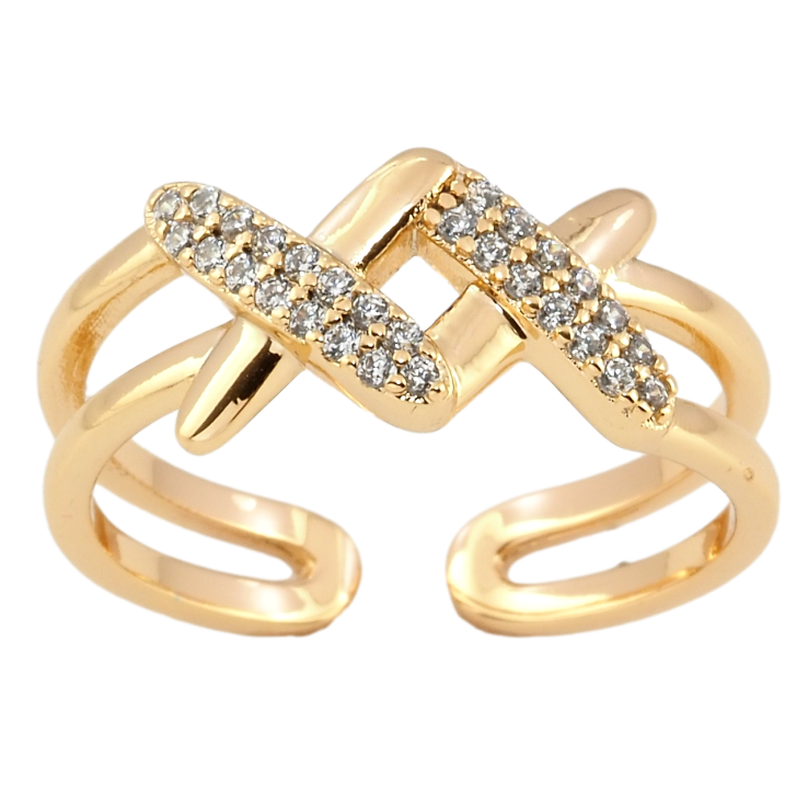 Кольцо Xuping Позолота 18K Двойная шинка с крестиками фото №3 Кольцо Xuping Позолота 18K Двойная шинка с крестиками фото №3