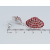 Серьги пусеты Декоративные круглые подвески с красными стразами фото №2