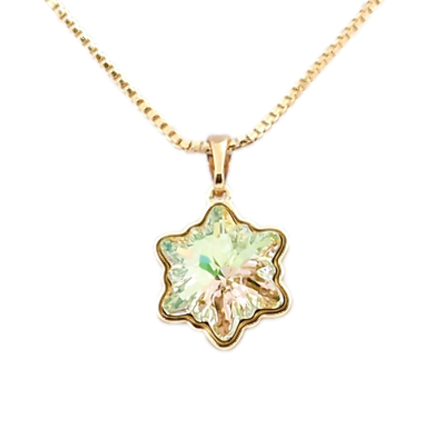 Кулон Xuping колір 18K з кристалами Swarovski на ланцюжку Кристал Едельвейс Luminous Green довжина 40-45см фото №1 Кулон Xuping колір 18K з кристалами Swarovski на ланцюжку Кристал Едельвейс Luminous Green довжина 40-45см фото №1