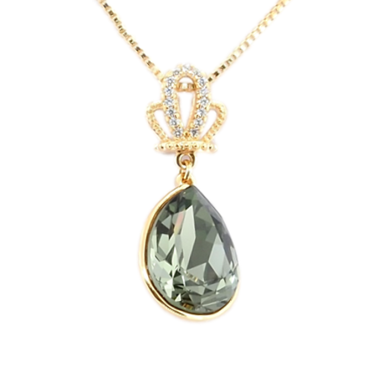 Кулон Xuping колір 18K з кристалами Swarovski на ланцюжку Корона та Грушоподібний Кристал Graphite фото №11 Кулон Xuping колір 18K з кристалами Swarovski на ланцюжку Корона та Грушоподібний Кристал Graphite фото №11