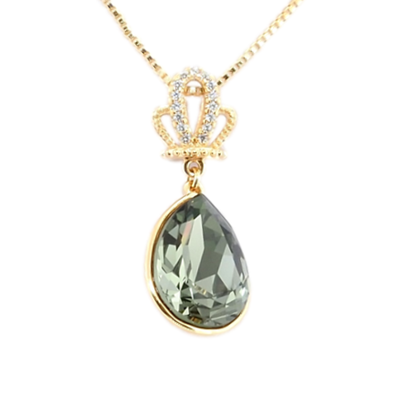 Кулон Xuping колір 18K з кристалами Swarovski на ланцюжку Корона та Грушоподібний Кристал Graphite фото №18 Кулон Xuping колір 18K з кристалами Swarovski на ланцюжку Корона та Грушоподібний Кристал Graphite фото №18