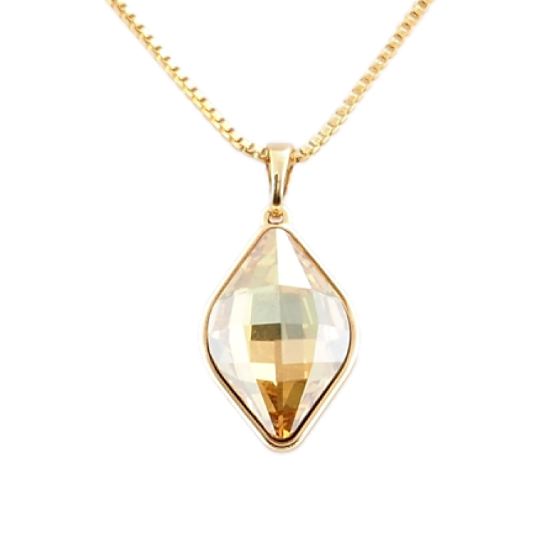 Кулон Xuping колір 18K із кристалами Swarovski на ланцюжку Lemon Fancy Stone Brandy довжина 40-44 см фото №1