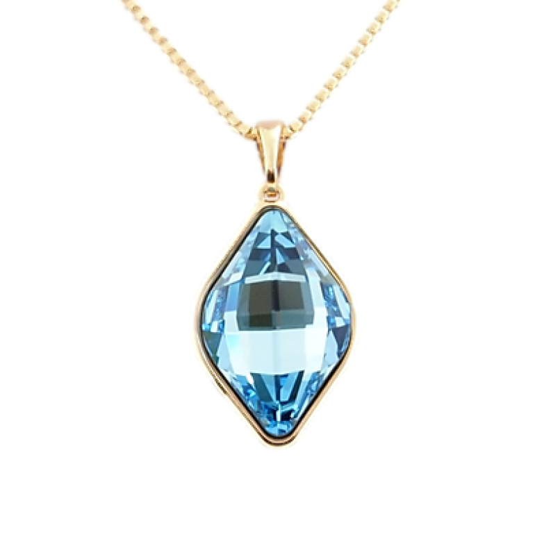 Кулон Xuping колір 18K із кристалами Swarovski на ланцюжку Lemon Fancy Stone Aquamarine довжина 40-45 см фото №2
