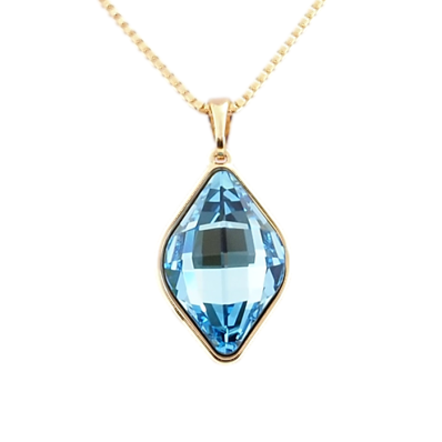Кулон Xuping цвет 18K с кристаллами Swarovski на цепочке Lemon Fancy Stone Aquamarine длина 40-45 см фото №1