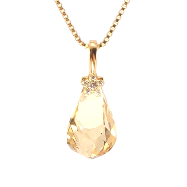 Кулон Xuping колір 18K з кр-ми Swarovski на ланцюжку Кристальна крапля Topaz з квіточкою довжина 39-45см фото №11 Кулон Xuping колір 18K з кр-ми Swarovski на ланцюжку Кристальна крапля Topaz з квіточкою довжина 39-45см фото №11