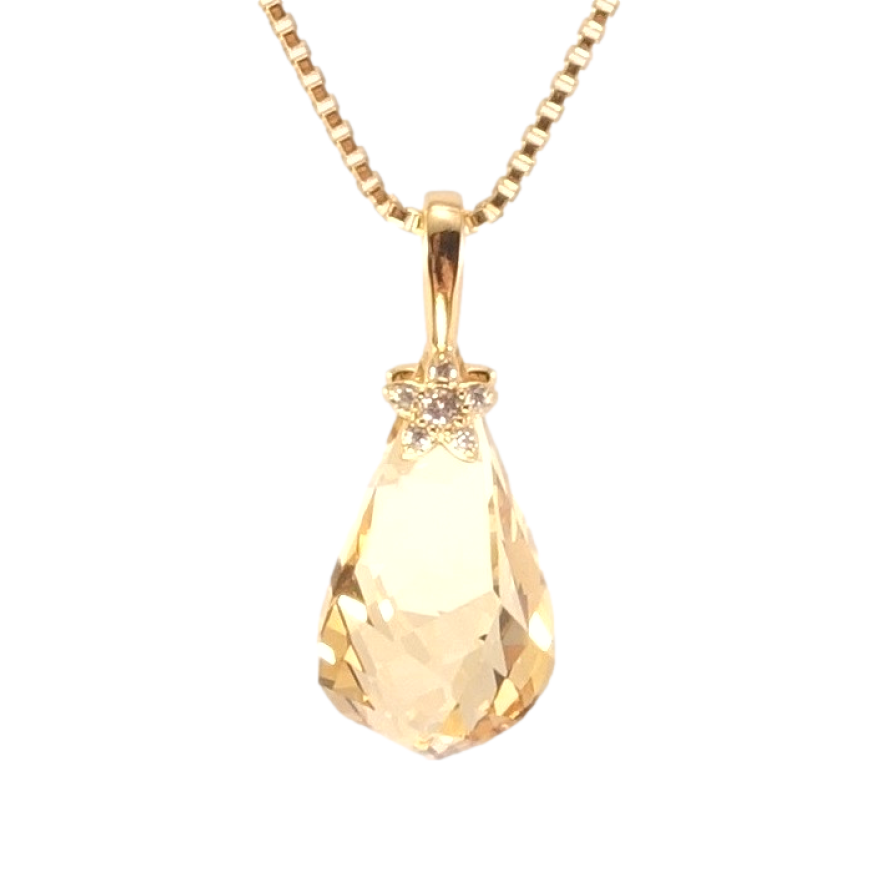 Кулон Xuping цвет 18K с кр-ми Swarovski на ц-ке Кристальная капля Topaz с цветочком длина 39-45см фото №1 Кулон Xuping цвет 18K с кр-ми Swarovski на ц-ке Кристальная капля Topaz с цветочком длина 39-45см фото №1