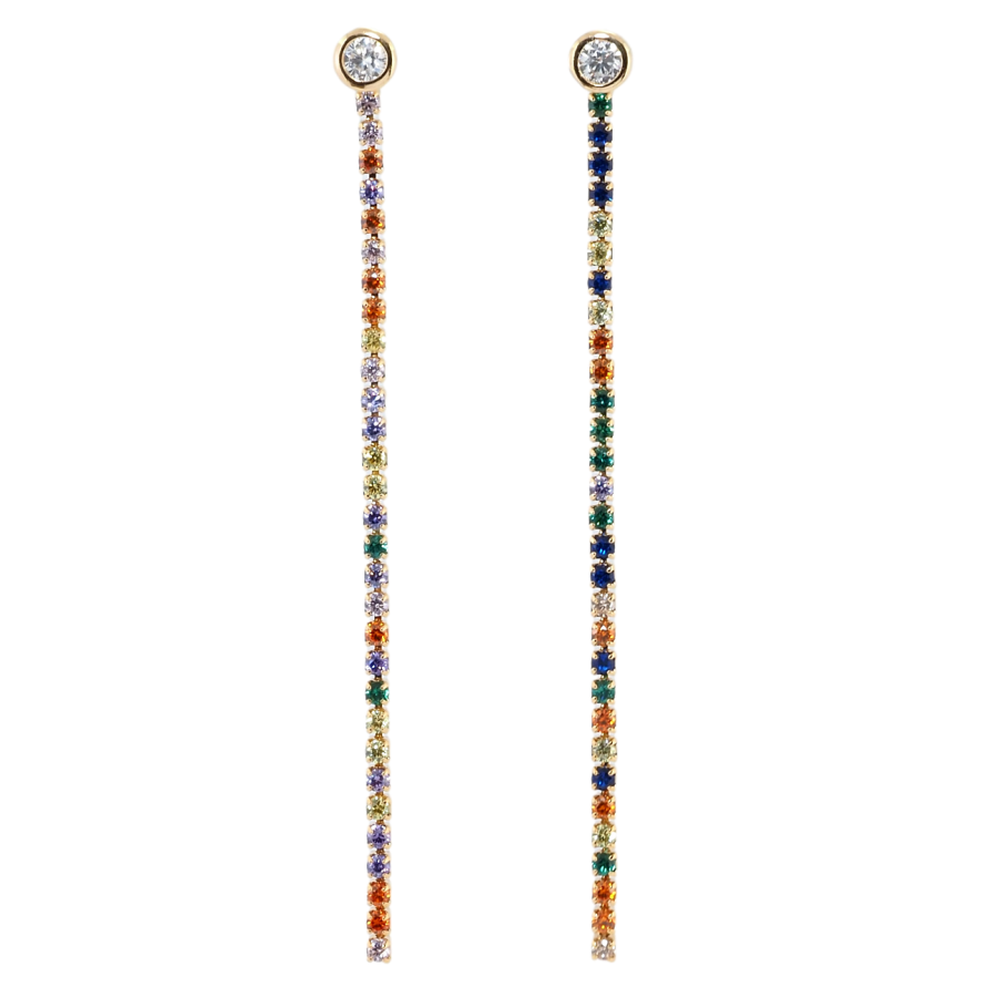 Сережки Xuping Позолота 18K пусети Різнокольорові доріжки цирконію фото №1