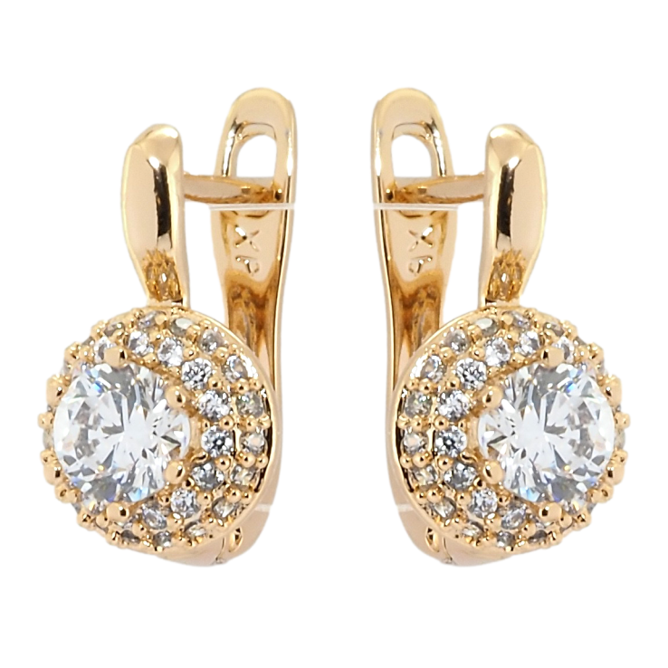 Серьги Xuping Позолота 18K английский замок Фианиты в обрамлении циркония фото №18 Серьги Xuping Позолота 18K английский замок Фианиты в обрамлении циркония фото №18