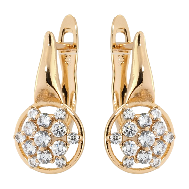 Серьги Xuping Позолота 18K английский замок Колечки с цирконием фото №12 Серьги Xuping Позолота 18K английский замок Колечки с цирконием фото №12