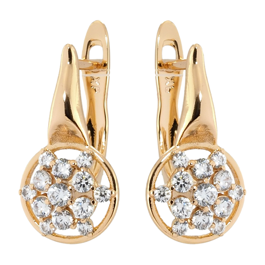 Серьги Xuping Позолота 18K английский замок Колечки с цирконием фото №1 Серьги Xuping Позолота 18K английский замок Колечки с цирконием фото №1