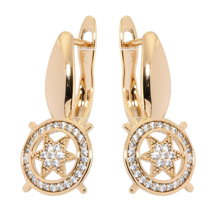 Серьги Xuping Позолота 18K английский замок Звездочки в колечках фото №13 Серьги Xuping Позолота 18K английский замок Звездочки в колечках фото №13