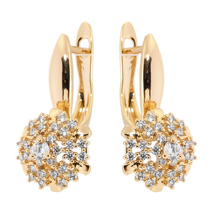 Серьги Xuping Позолота 18K английский замок Россыпь циркония фото №10 Серьги Xuping Позолота 18K английский замок Россыпь циркония фото №10