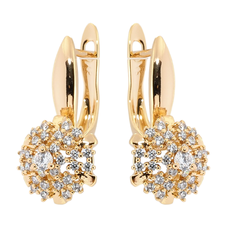Сережки Xuping Позолота 18K англійський замок Розсип цирконію фото №16 Сережки Xuping Позолота 18K англійський замок Розсип цирконію фото №16