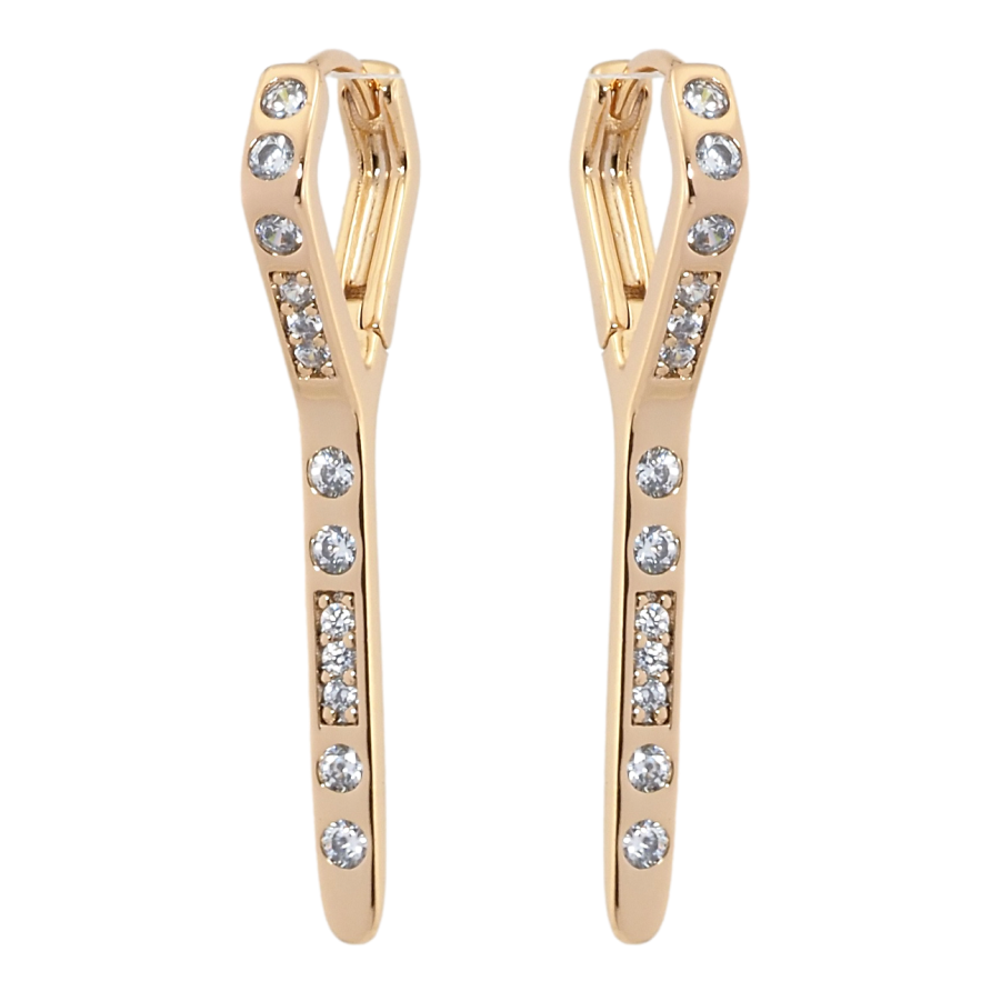 Серьги Xuping Позолота 18K колечки Декоративные с вставками циркония фото №1 Серьги Xuping Позолота 18K колечки Декоративные с вставками циркония фото №1