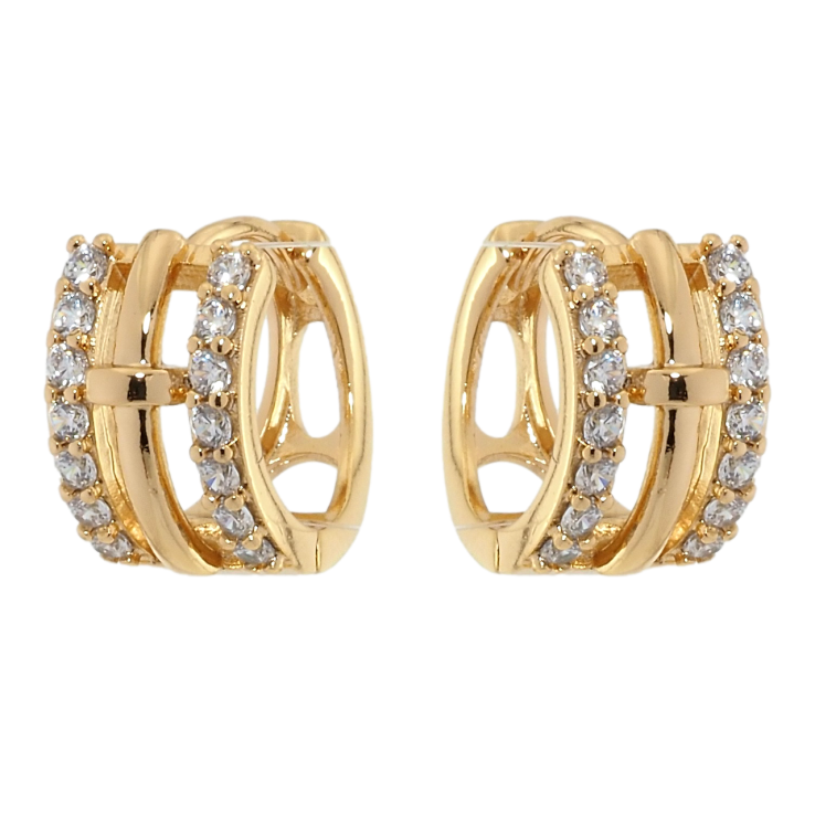 Сережки Xuping Позолота 18K колечка Широкі з доріжками цирконію фото №5 Сережки Xuping Позолота 18K колечка Широкі з доріжками цирконію фото №5