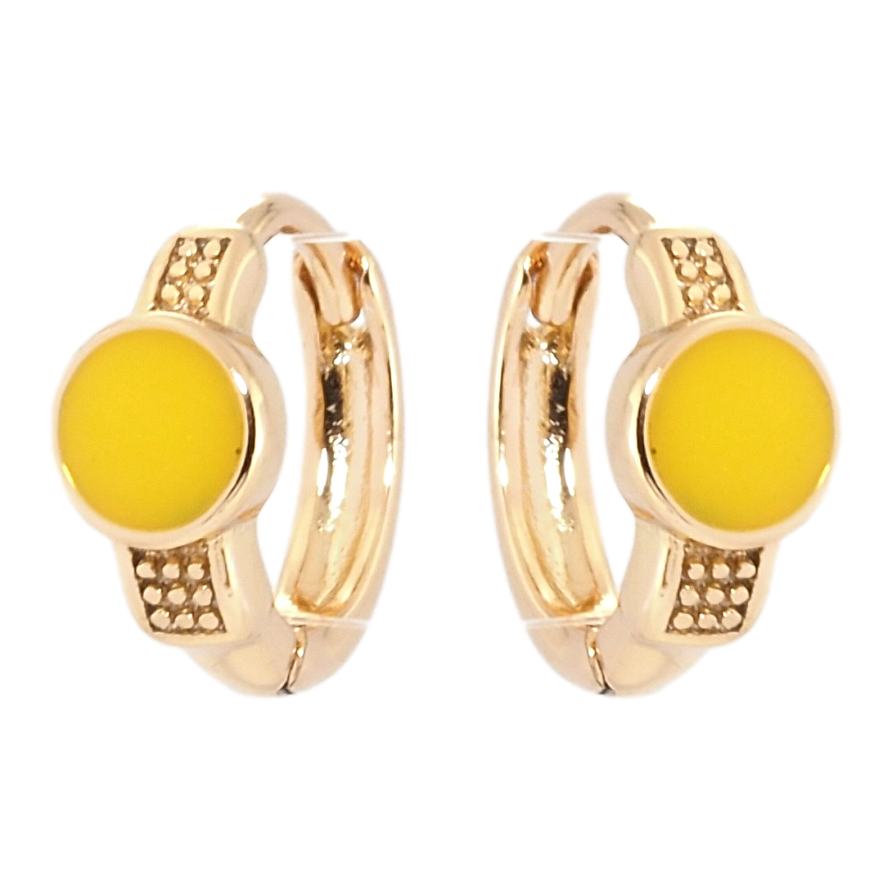 Серьги Xuping Позолота 18K колечки Круги с желтой эмалью фото №1