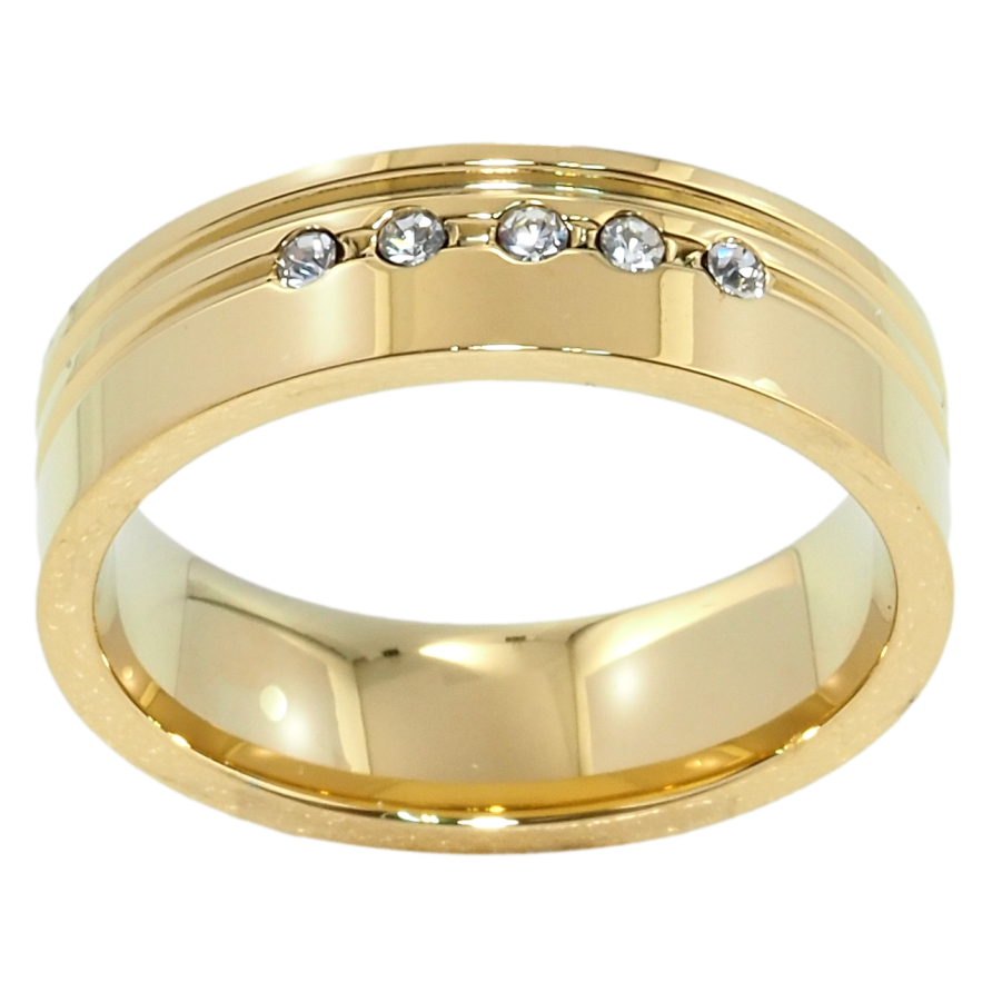 Кольцо Xuping TTM Stainless Steel Цвет 14К Обручальное с цирконием, шир. 6мм фото №1 Кольцо Xuping TTM Stainless Steel Цвет 14К Обручальное с цирконием, шир. 6мм фото №1