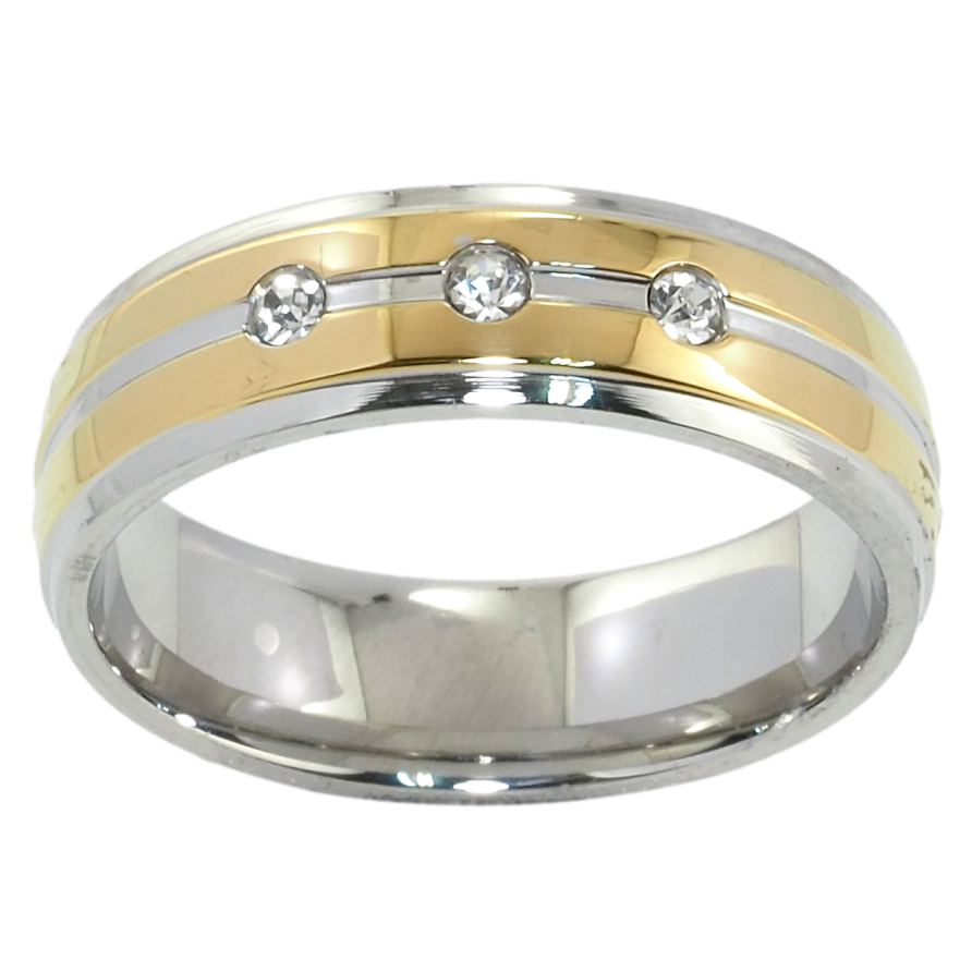 Кольцо Xuping TTM Stainless Steel Цвет 14К + Родий Обручальное, шир. 6мм фото №1 Кольцо Xuping TTM Stainless Steel Цвет 14К + Родий Обручальное, шир. 6мм фото №1