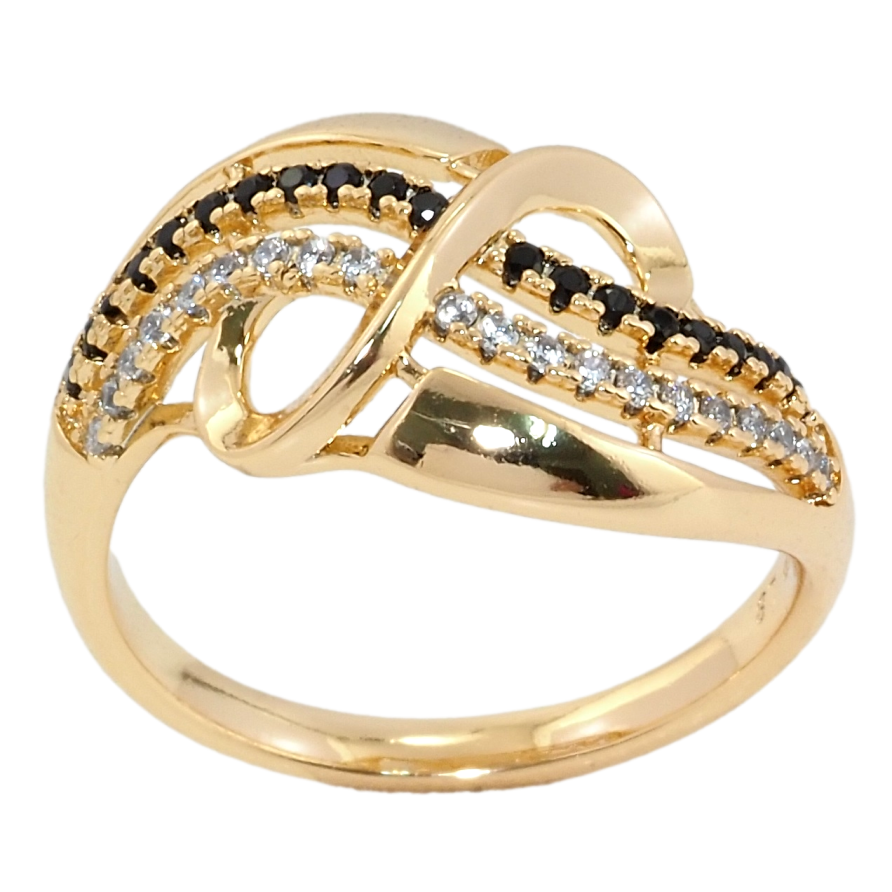 Кольцо Xuping Позолота 18K Декоративный орнамент с черно-белым цирконием фото №1 Кольцо Xuping Позолота 18K Декоративный орнамент с черно-белым цирконием фото №1