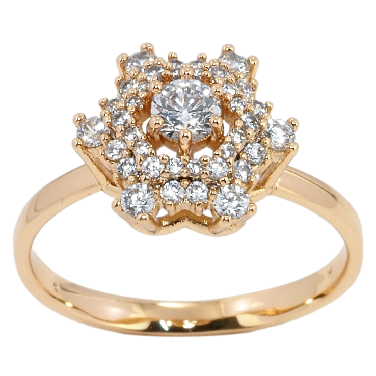 Каблучка Xuping Позолота 18K Кристальна квітка фото №17 Каблучка Xuping Позолота 18K Кристальна квітка фото №17