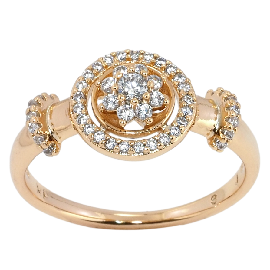 Кольцо Xuping Позолота 18K Узор с кристальным цветочком фото №1
