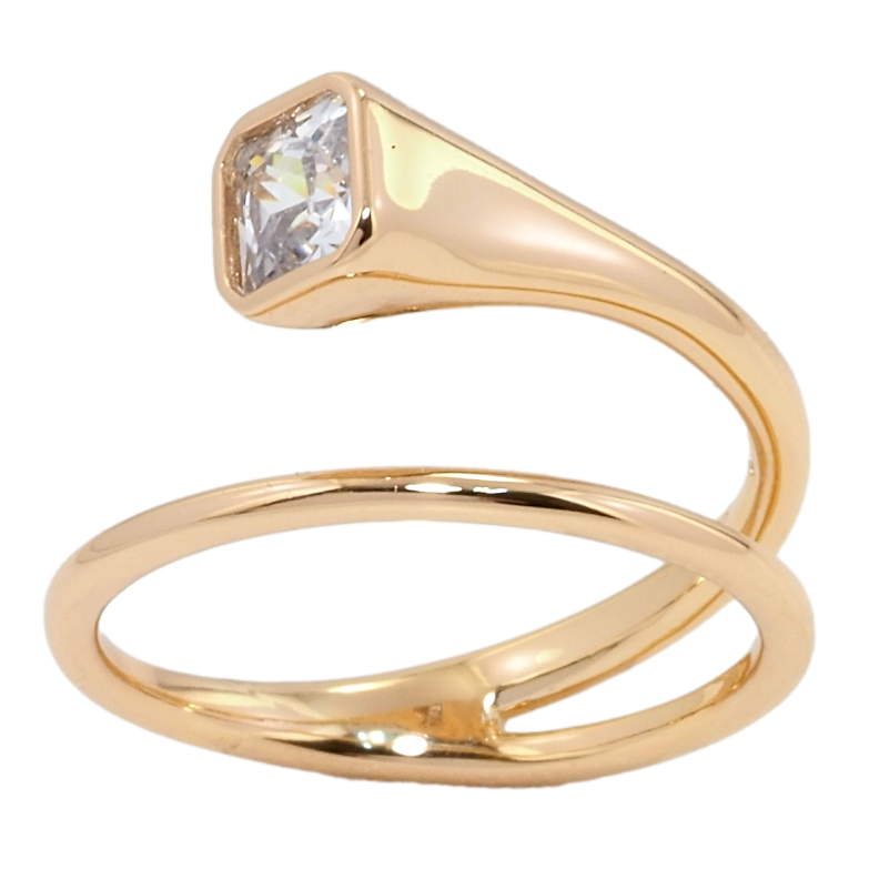 Каблучка Xuping Позолота 18K Пружинка з фіанітом фото №2 Каблучка Xuping Позолота 18K Пружинка з фіанітом фото №2