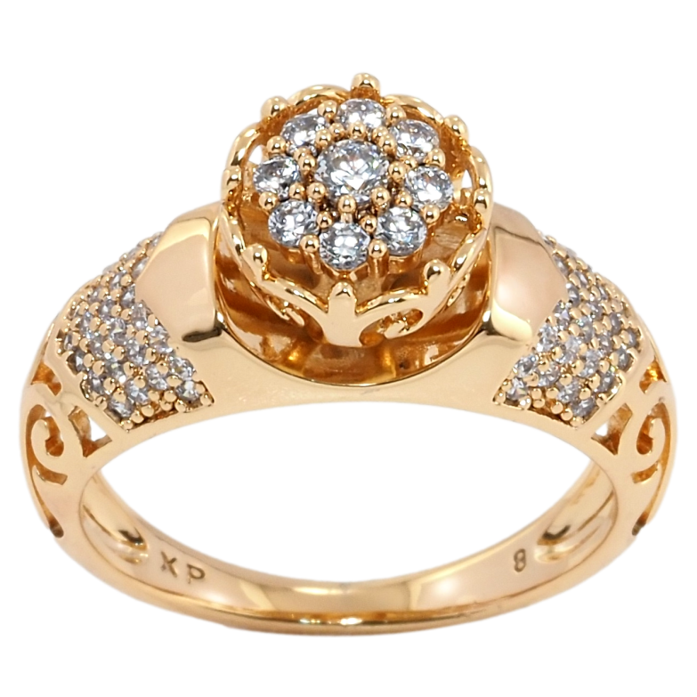 Каблучка Xuping Позолота 18K Ажурний купол з цирконієм фото №10