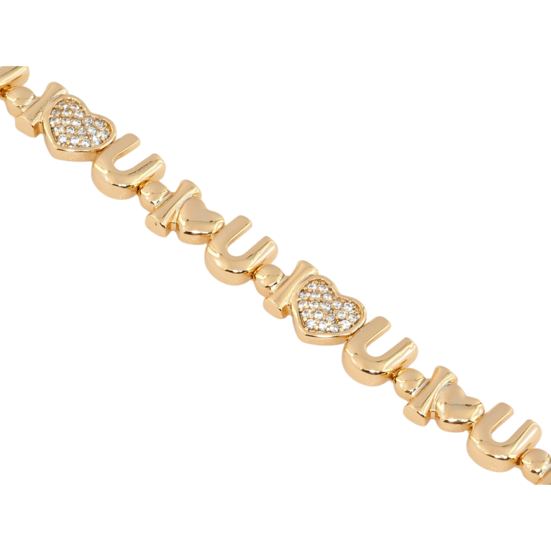 Браслет Xuping Позолота 18K I Love You довжина з дод. замком 16.5,18.5см х 7мм фото №5 Браслет Xuping Позолота 18K I Love You довжина з дод. замком 16.5,18.5см х 7мм фото №5