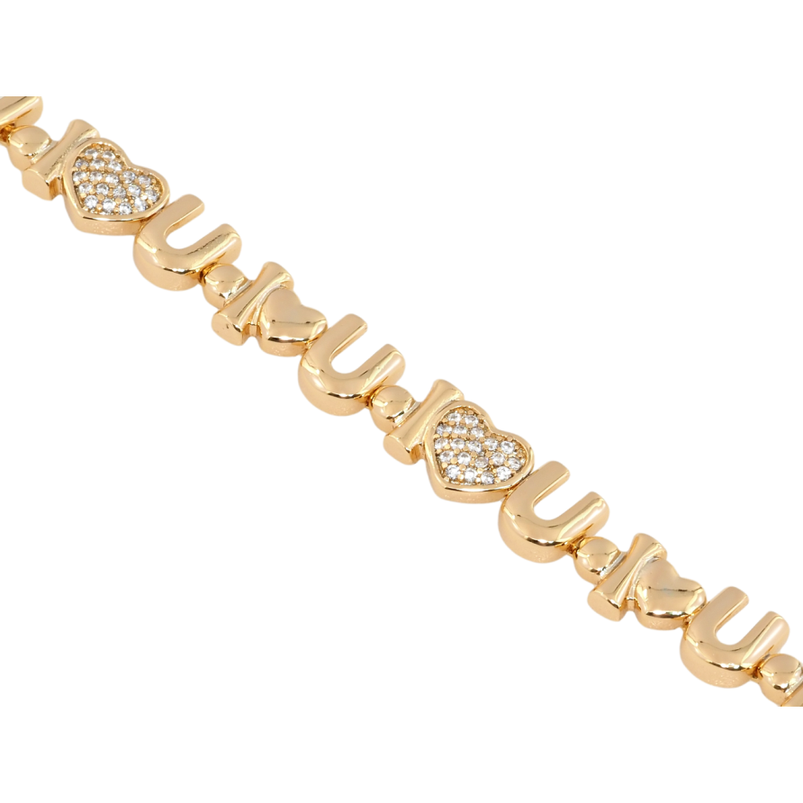 Браслет Xuping Позолота 18K I Love You довжина з дод. замком 16.5,18.5см х 7мм фото №1 Браслет Xuping Позолота 18K I Love You довжина з дод. замком 16.5,18.5см х 7мм фото №1