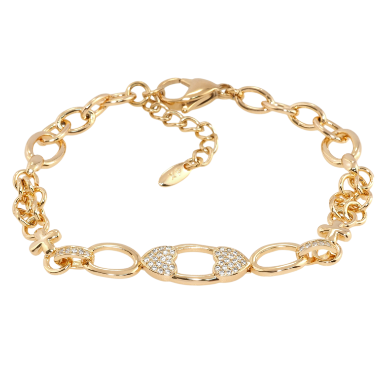 Браслет Xuping Позолота 18K Цепочка с декоративной вставкой длина с доп.цепочкой 18.5-21.5см х 5-7мм фото №2 Браслет Xuping Позолота 18K Цепочка с декоративной вставкой длина с доп.цепочкой 18.5-21.5см х 5-7мм фото №2