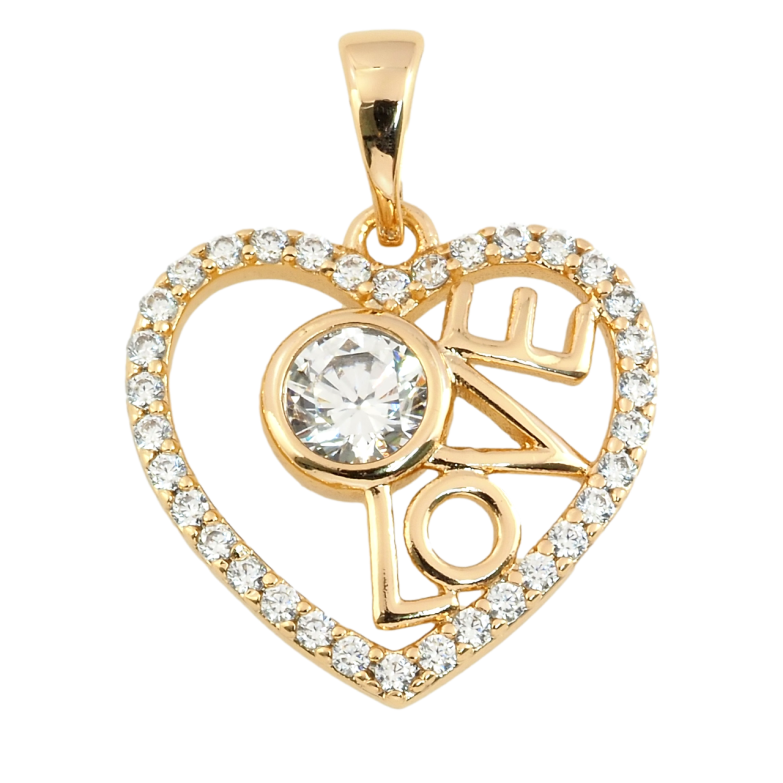 Кулон Xuping Позолота 18K Серце з цирконієм Love для ланцюжка до 5мм фото №3 Кулон Xuping Позолота 18K Серце з цирконієм Love для ланцюжка до 5мм фото №3