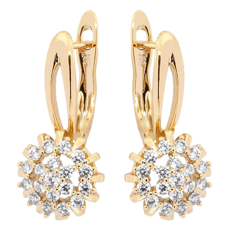 Серьги Xuping Позолота 18K английский замок Декоративный цветок с цирконием фото №2 Серьги Xuping Позолота 18K английский замок Декоративный цветок с цирконием фото №2