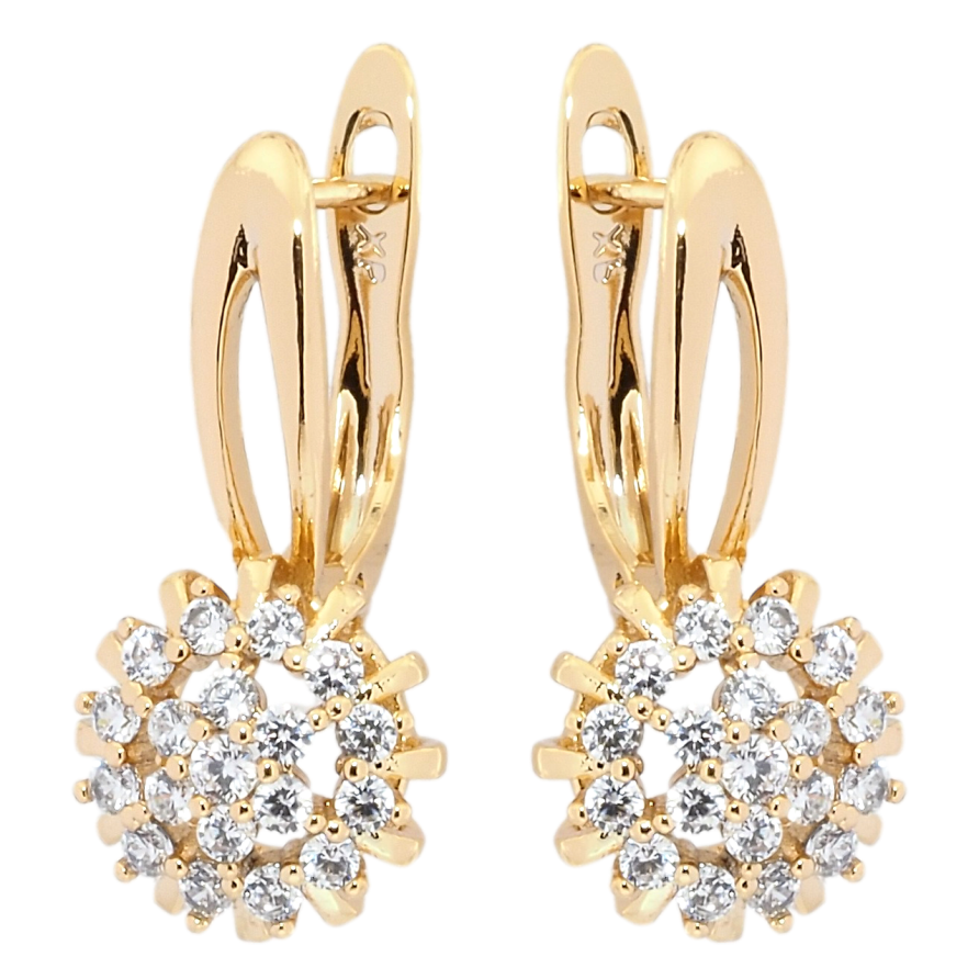 Серьги Xuping Позолота 18K английский замок Декоративный цветок с цирконием фото №1 Серьги Xuping Позолота 18K английский замок Декоративный цветок с цирконием фото №1