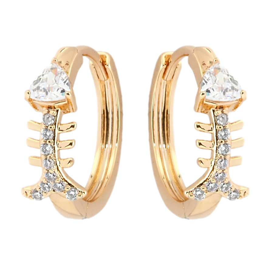 Серьги Xuping Позолота 18K колечки Рыбки с цирконием фото №1 Серьги Xuping Позолота 18K колечки Рыбки с цирконием фото №1