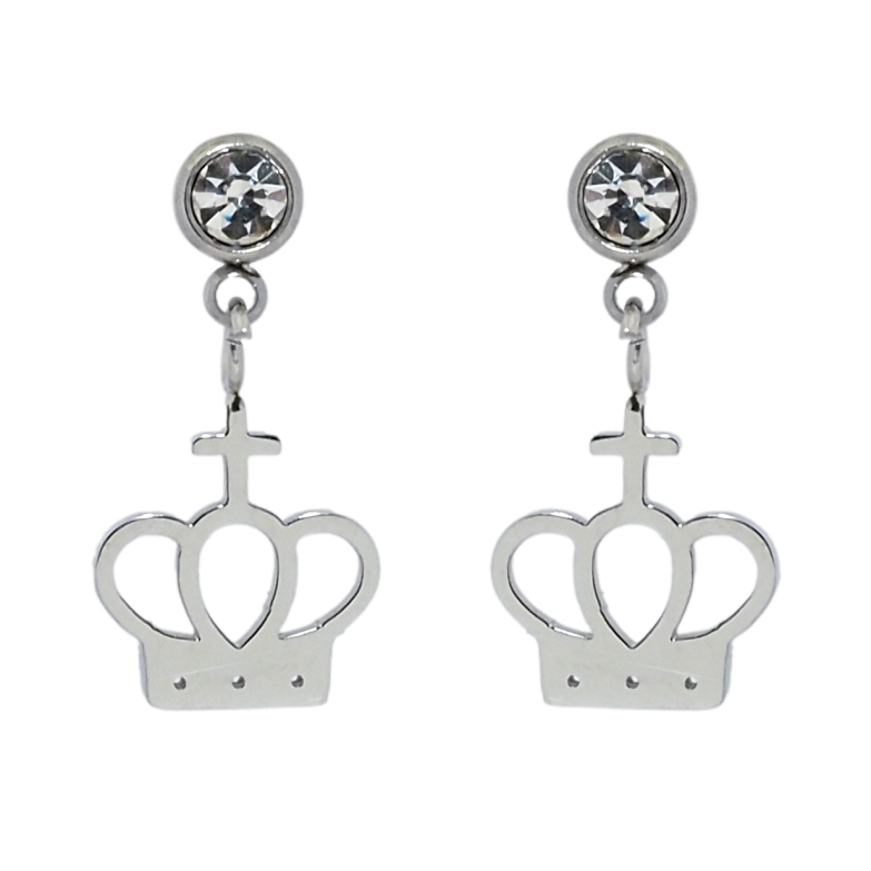 Сережки Xuping TTM Stainless Steel колір Родій пусети Корона фото №17