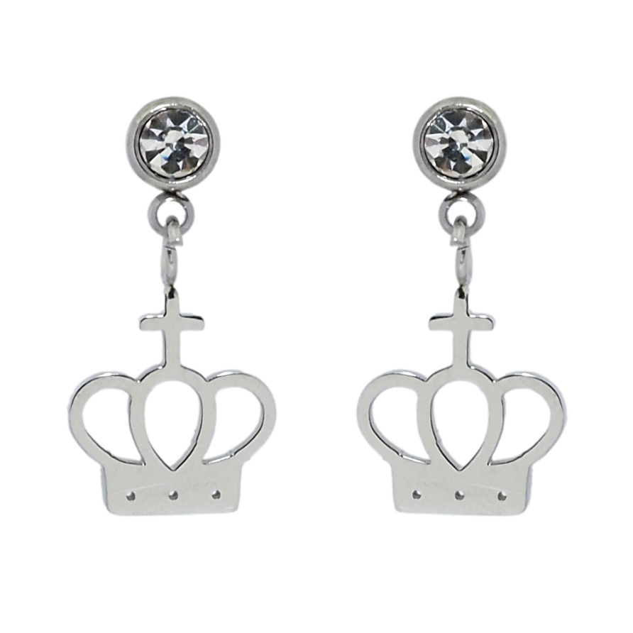 Серьги Xuping TTM Stainless Steel цвет Родий пусеты Корона фото №1 Серьги Xuping TTM Stainless Steel цвет Родий пусеты Корона фото №1