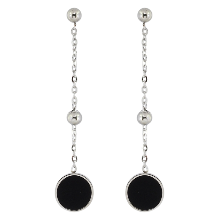 Сережки Xuping TTM Stainless Steel колір Родій пусети Круглі підвіски фото №3